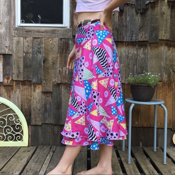 Pink 80’s Funky Wrap Skirt One Size Small Medium - Picture 3 of 8